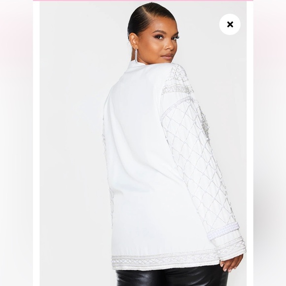 “PRETTY LITTLE THING” Pearl Embellished Oversized Jacket - Picture 4 of 16